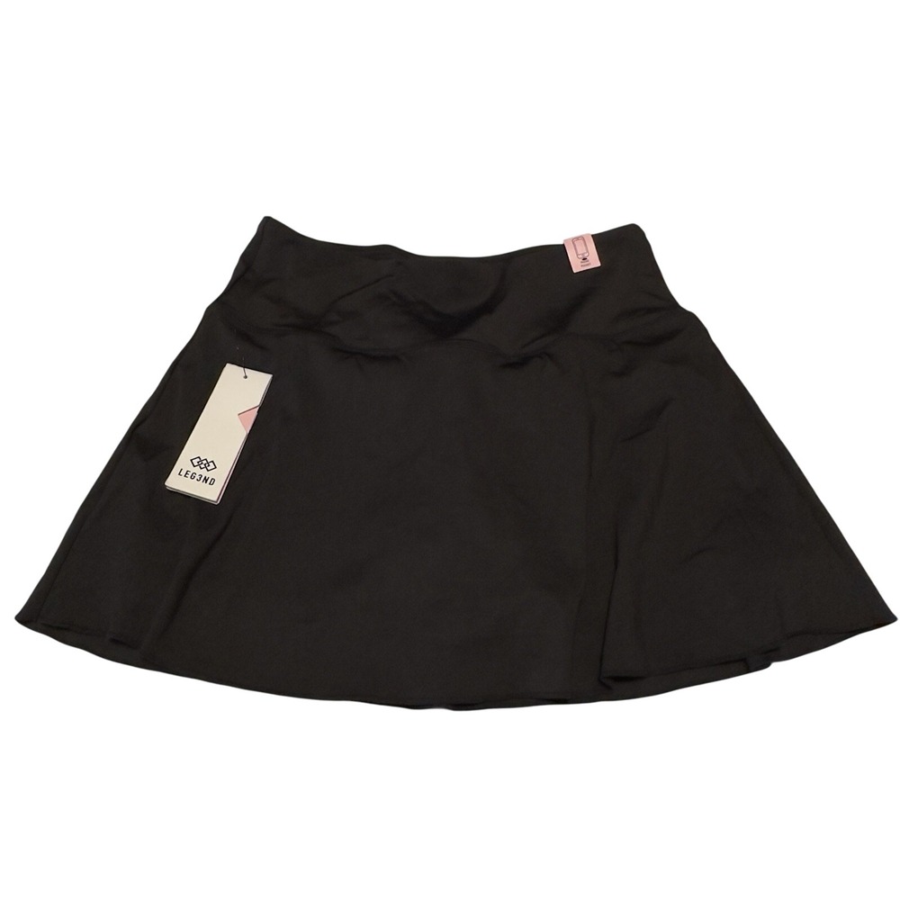 LEGEND FAUX‎ WRAP ATHLETIC GOLF SKIRT SKORT BLACK MEDIUM W/ PHONE POCKET
